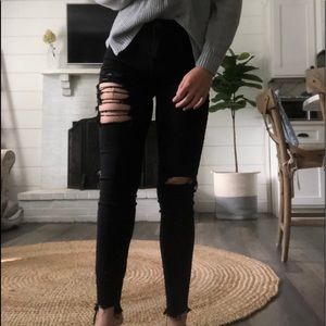 american eagle black ripped jeans